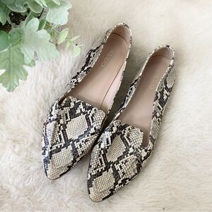 [Aldo] Women's Pointed Toe Snake Print Vegan Leather Flat Loafers